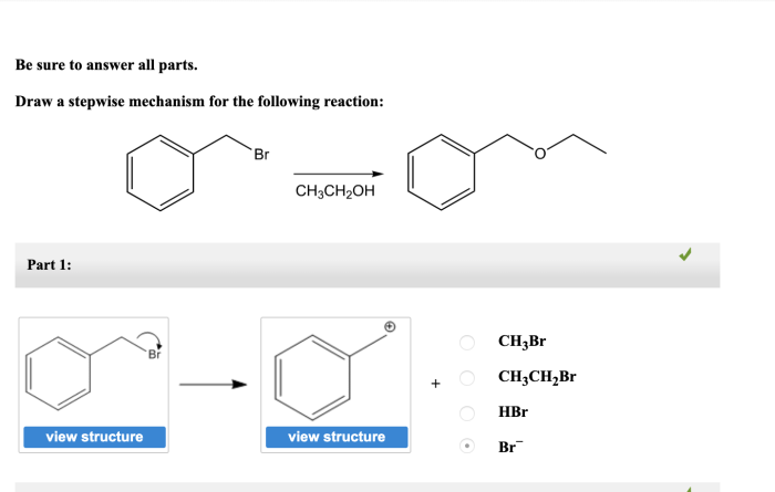 Draw the stepwise mechanism for the following reaction